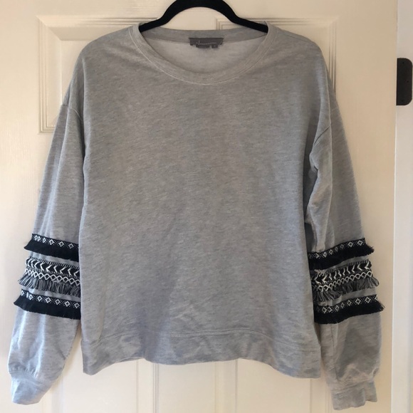 Anthropologie fringed sleeve LS shirt - Picture 3 of 7